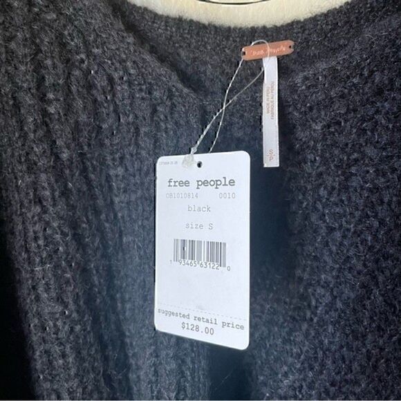 NWT Free People Moon Beam Alpaca Blend Sweater Black Small - Picture 7 of 13